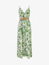 Robe longue imprimé grandes fleurs à bretelles - Vert - 1