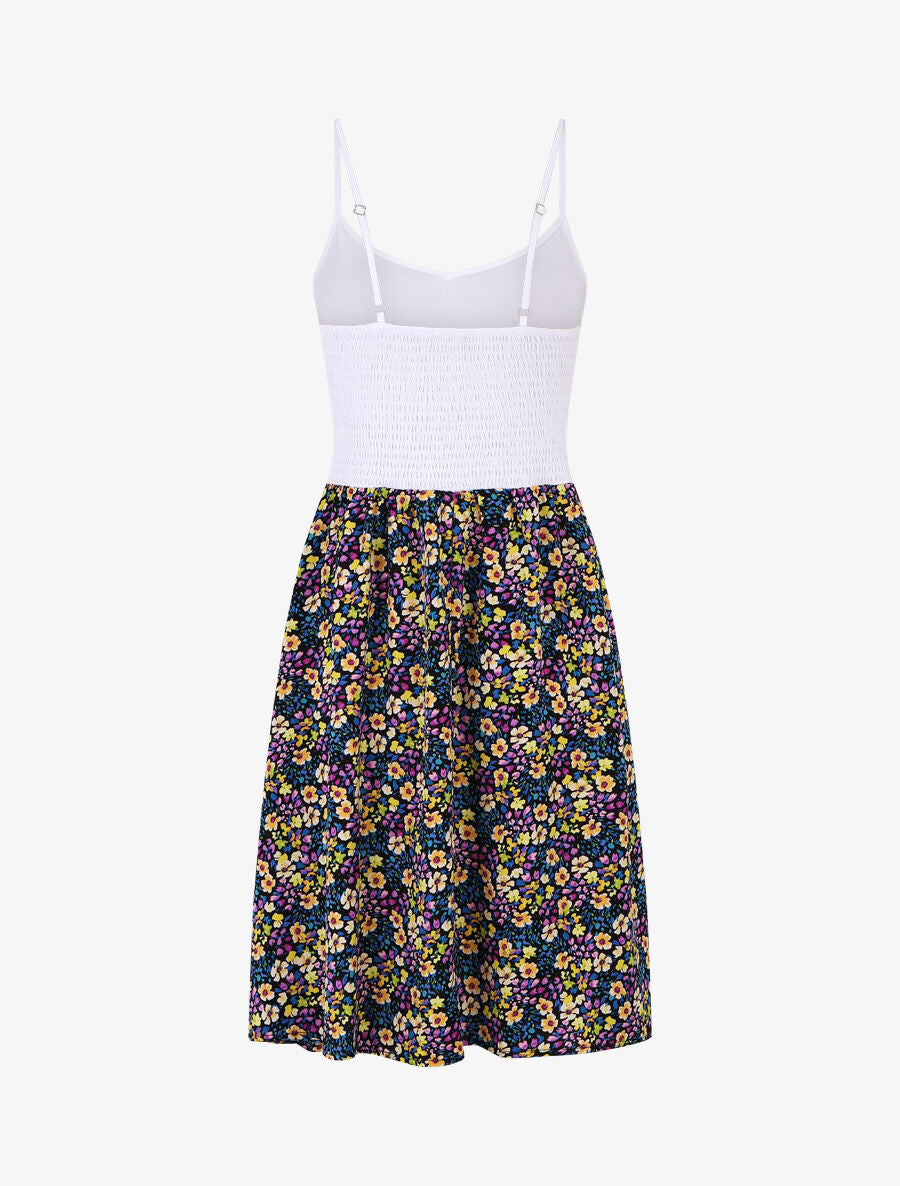 Robe à bretelles imprimé petites fleurs - Noir - 2