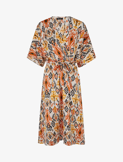 Robe longue style kimono imprimé aztèque - Marron - 1