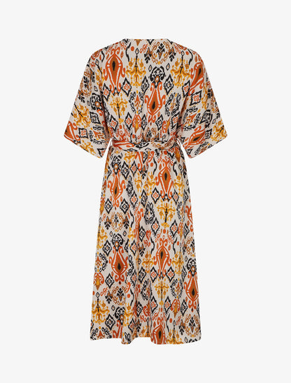 Robe longue style kimono imprimé aztèque - Marron - 2