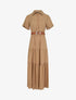 Robe longue unie à taille élastiquée - Beige - 1