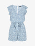 Combishort fleuri fluide à mancherons volantés - Bleu - 1