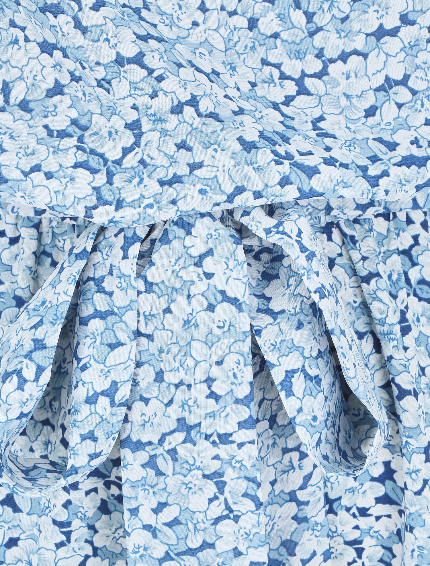 Combishort fleuri fluide à mancherons volantés - Bleu - 3