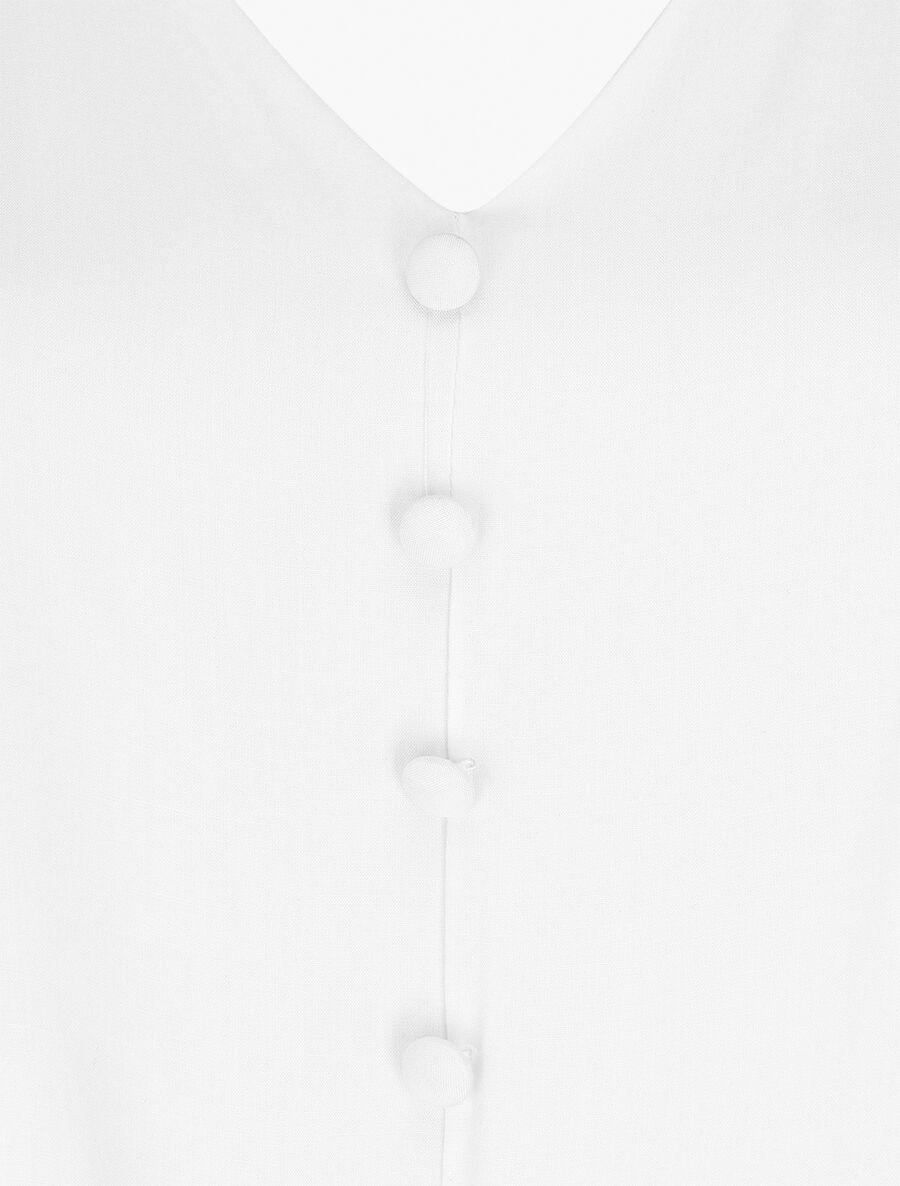 Robe longue unie sans manches à volants - Blanc - 3