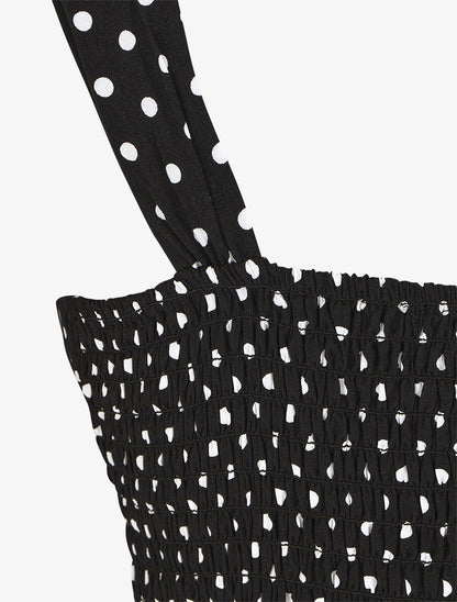 Robe longue à pois sans manches - Noir - 3