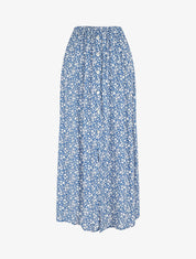 Jupe midi fleurie évasée à boutons - Bleu - 1