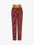 Pantalon droit taille haute imprimé végétal - Rouge - 1