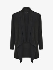 Gilet long uni côtelé - Noir - 1