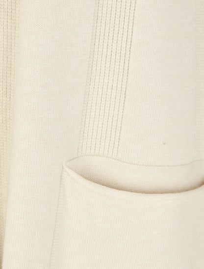 Gilet long à capuche - Crème - 3