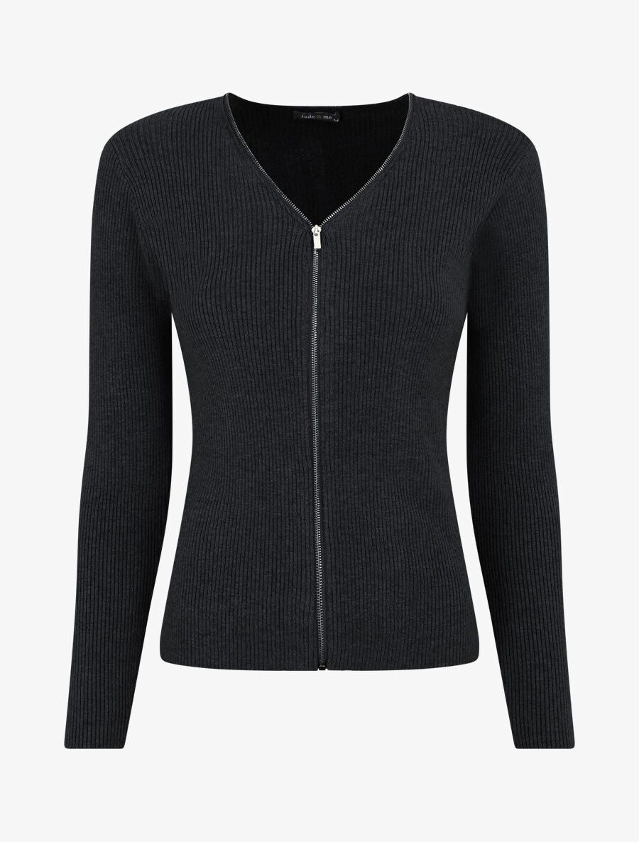Gilet côtélé zippé - Noir - 6