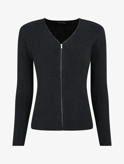 Gilet côtélé zippé - Noir - 6