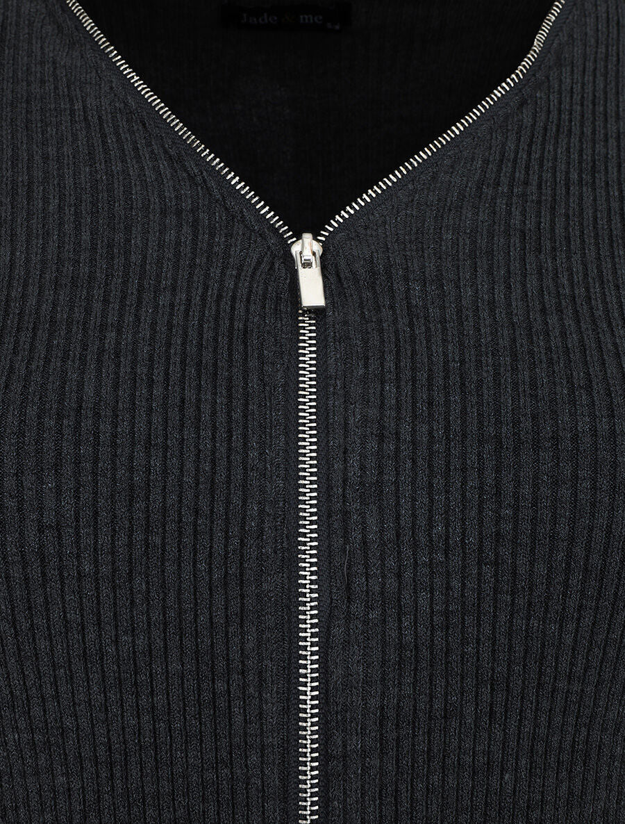 Gilet côtélé zippé - Noir - 3