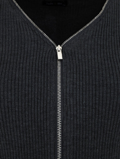 Gilet côtélé zippé - Noir - 3