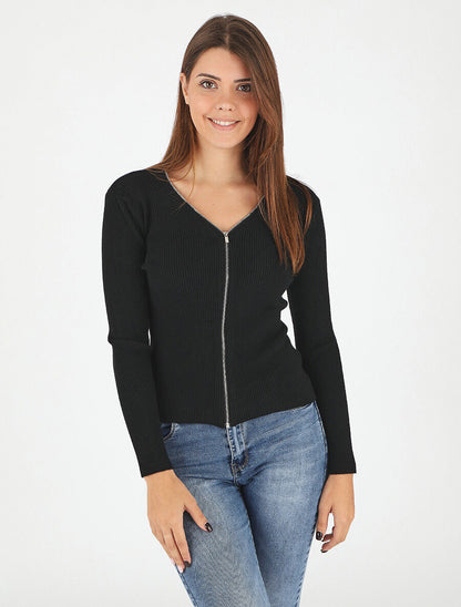 Gilet côtélé zippé - Noir - 4