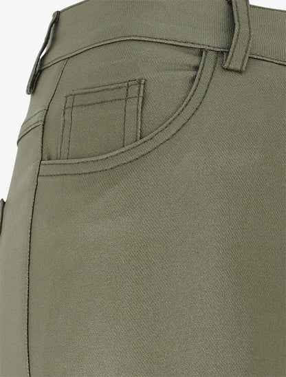 Pantalon slim effet ciré - Kaki - 3