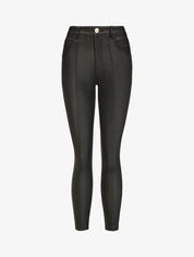 Pantalon taille haute en simili - Noir - 1