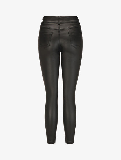 Pantalon taille haute en simili - Noir - 2