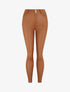 Pantalon taille haute en simili - Camel - 4