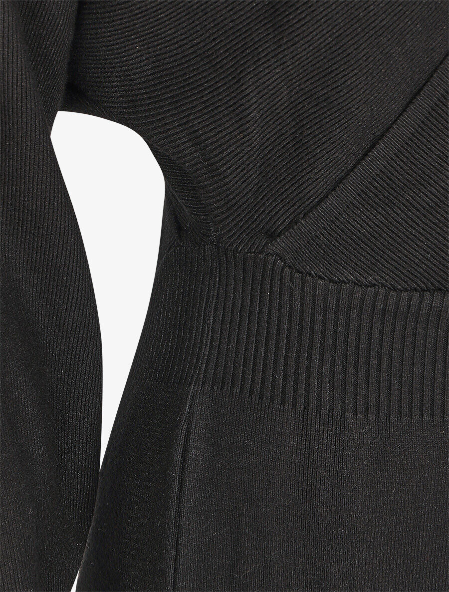Robe ajustée unie col cache-coeur - Noir - 3