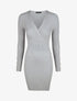 Robe unie moulante col cache-coeur - Gris - 1
