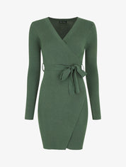 Robe moulante côtelée style cache-coeur - Vert - 6