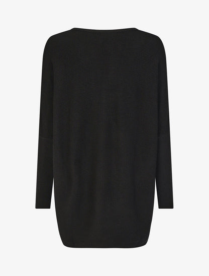 Pull oversize uni côtelé - Noir - 2