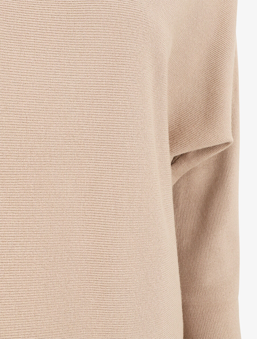Pull côtelé à dos ajouré - Beige - 3