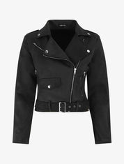 Veste style perfecto en suédine - Noir - 4