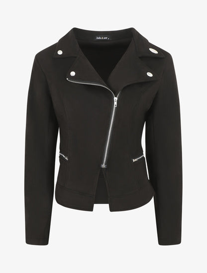 Veste style perfecto en suédine - Noir - 1
