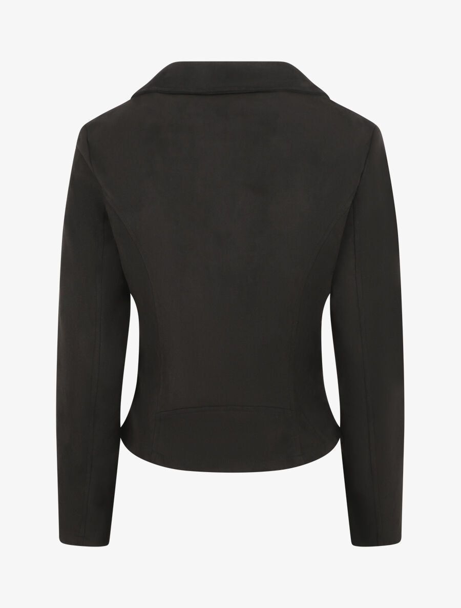Veste style perfecto en suédine - Noir - 2
