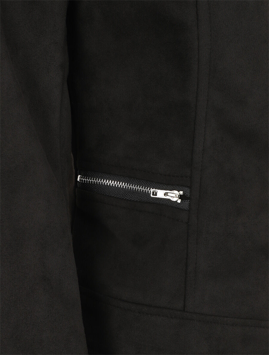 Veste style perfecto en suédine - Noir - 3