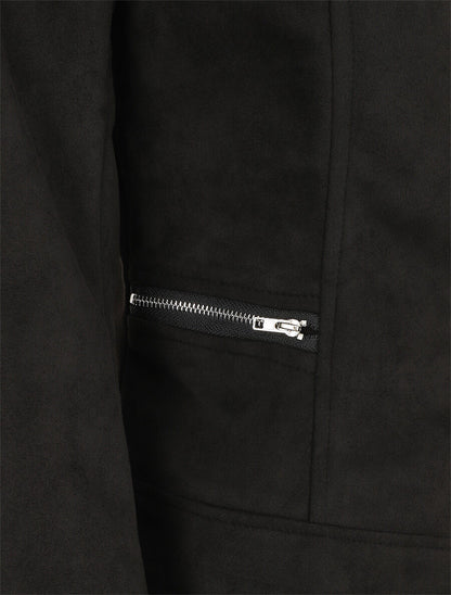 Veste style perfecto en suédine - Noir - 3