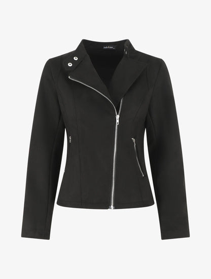 Veste droite en suédine - Noir - 4