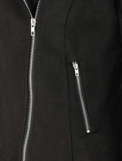 Veste droite en suédine - Noir - 3