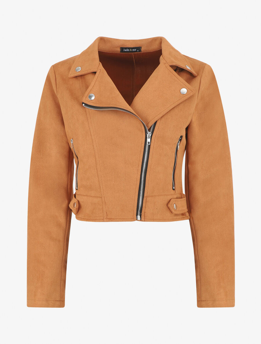 Veste en suédine style perfecto - Camel - 4