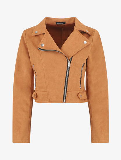 Veste en suédine style perfecto - Camel - 4