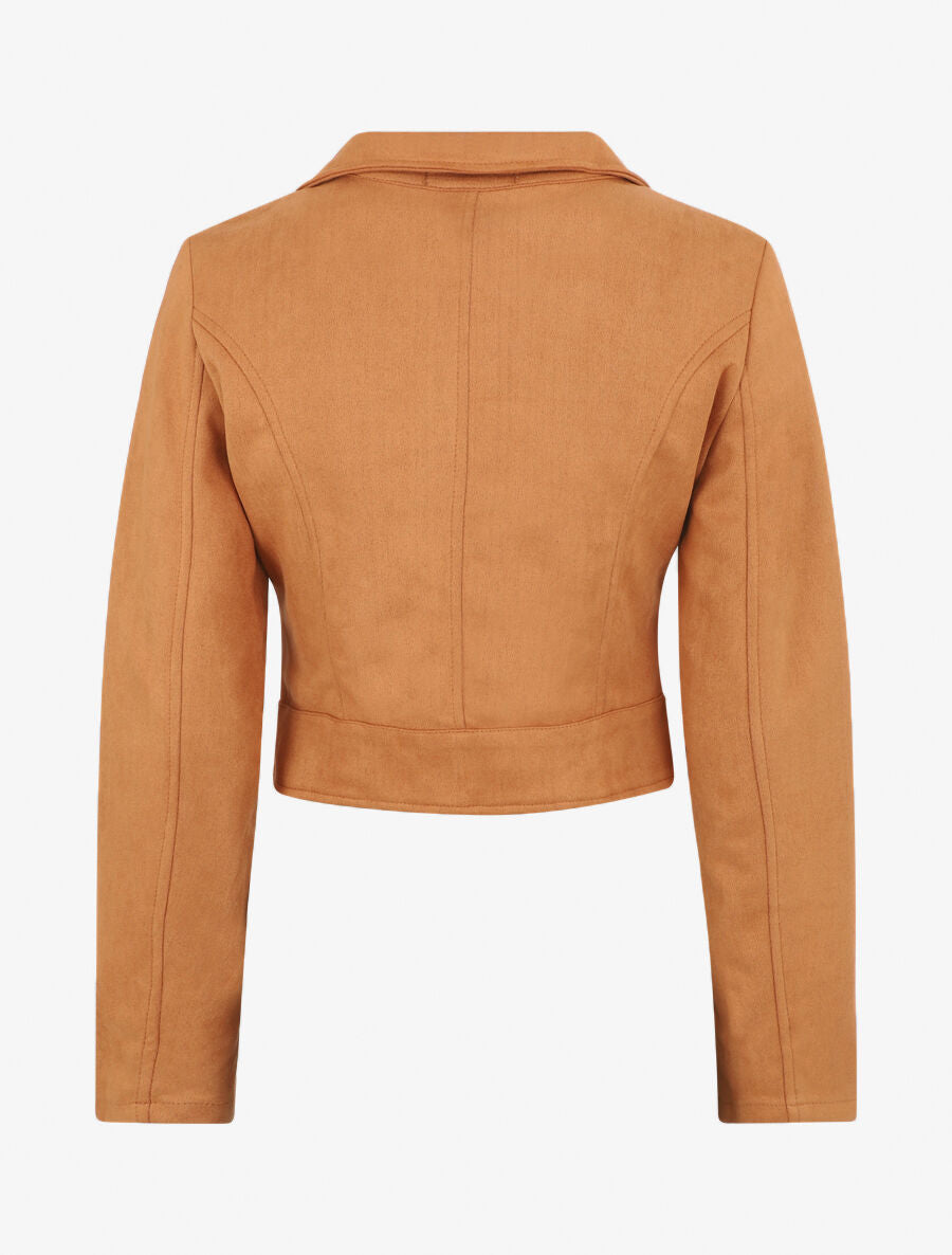 Veste en suédine style perfecto - Camel - 2