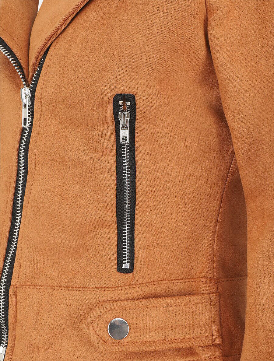 Veste en suédine style perfecto - Camel - 3
