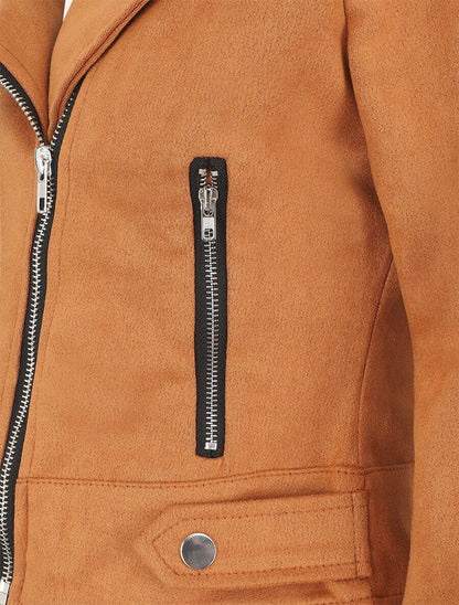 Veste en suédine style perfecto - Camel - 3