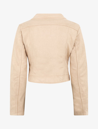 Veste en suédine à mutiples zip - Beige - 2