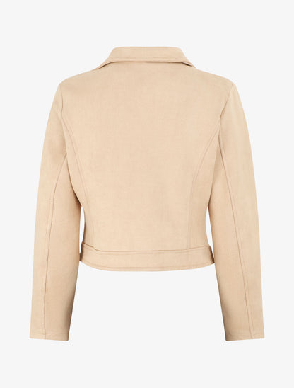 Veste zippée en suédine - Beige - 2