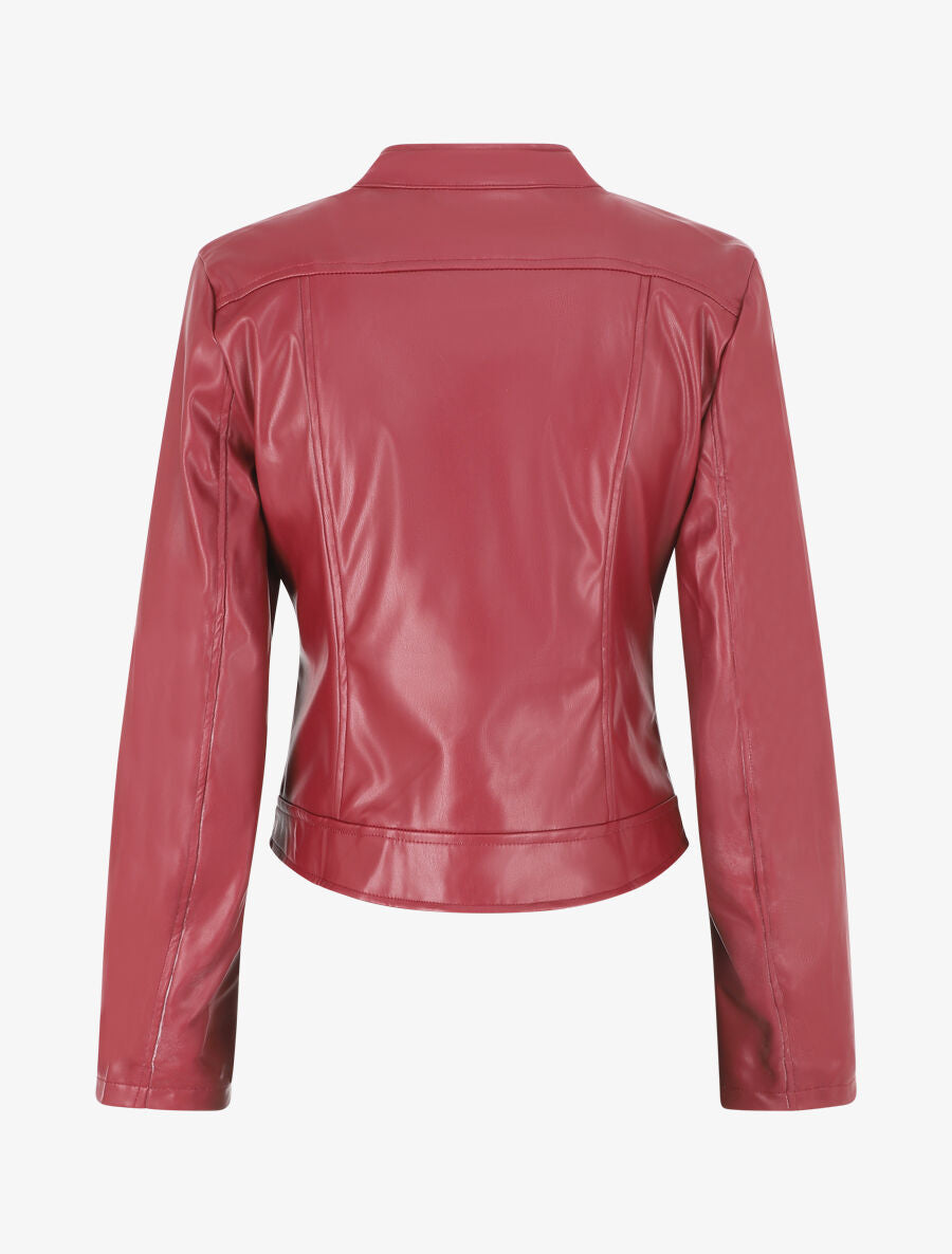 Veste style perfecto coupe droite en simili - Bordeaux - 2