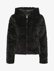 Veste à capuche en fourrure synthétique - Noir - 1