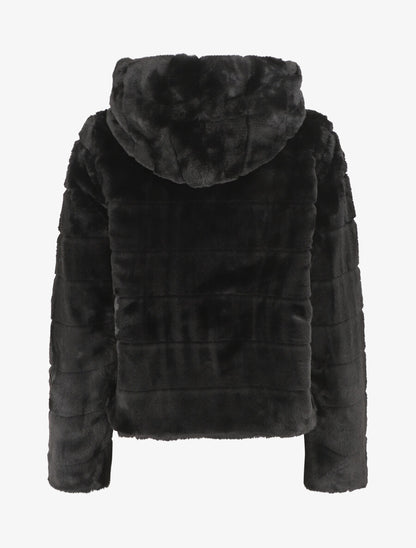 Veste à capuche en fourrure synthétique - Noir - 2