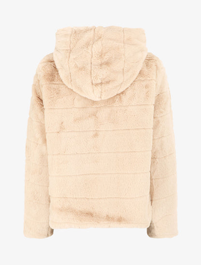 Veste à capuche en fourrure synthétique - Beige - 2