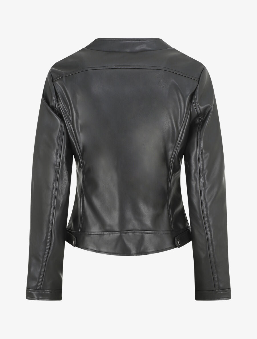 Veste droite en simili - Noir - 2