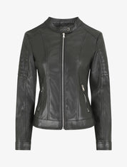 Veste en simili poches zippées - Noir - 7