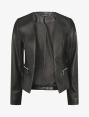 Veste courte en simili - Noir - 7