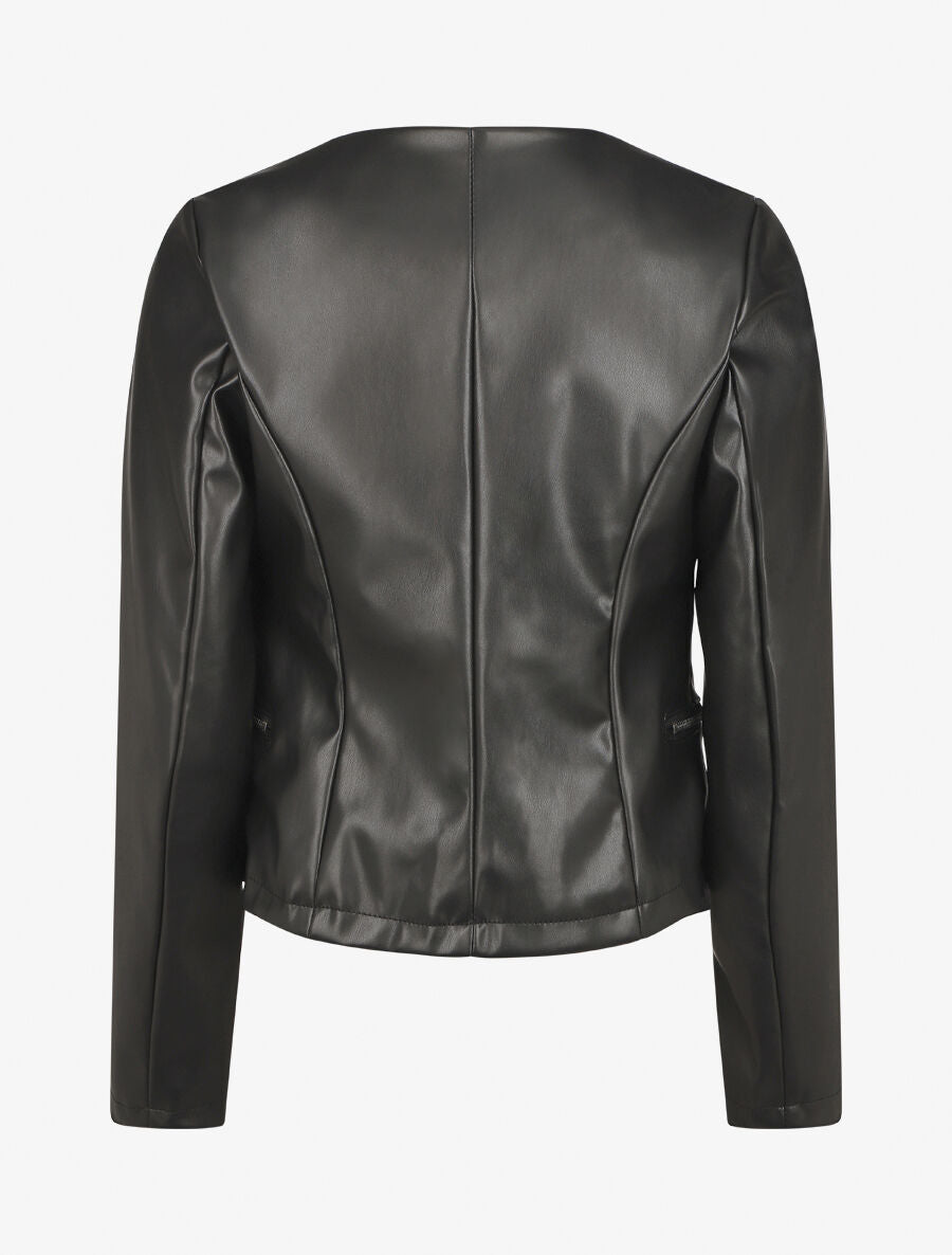 Veste courte en simili - Noir - 2
