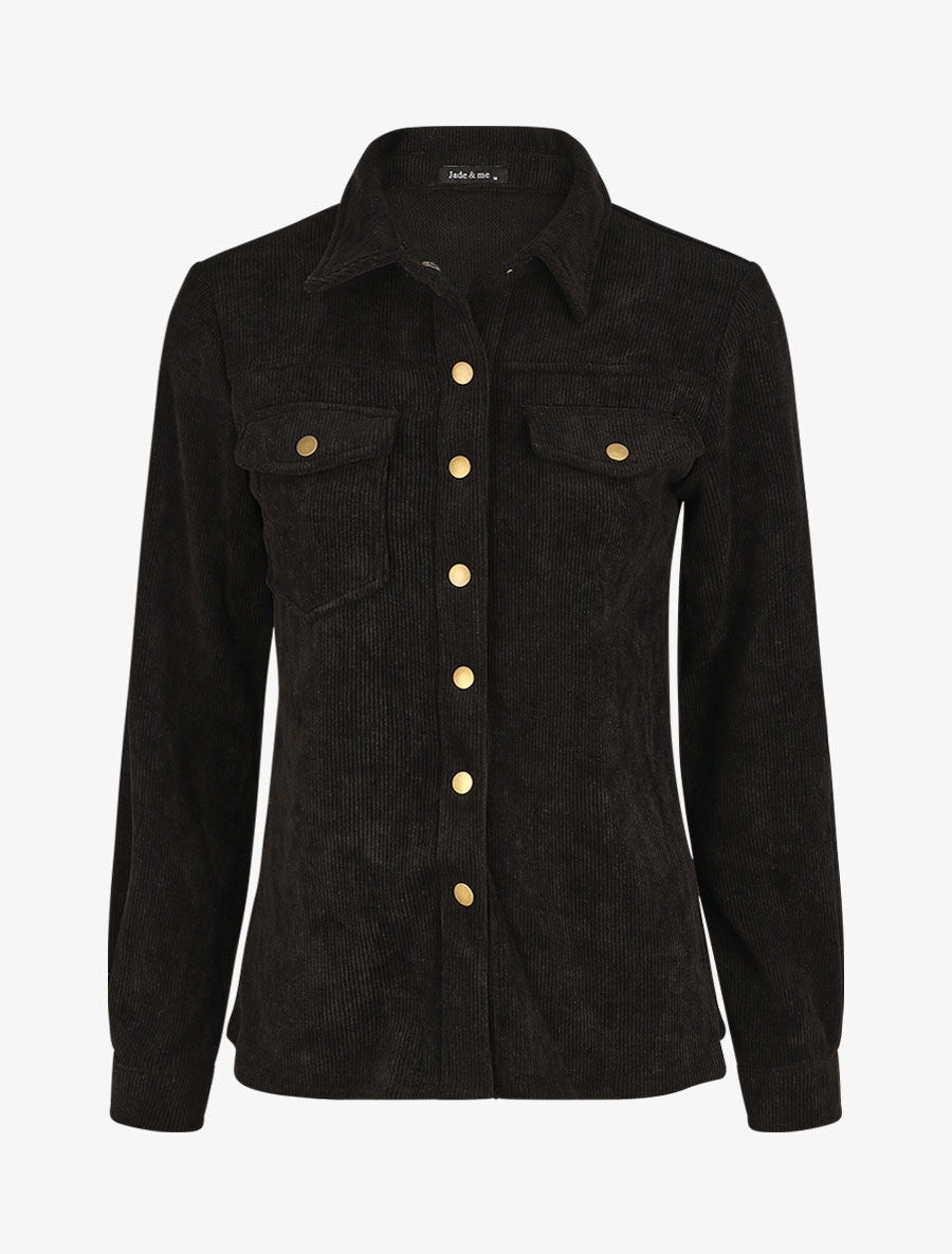 Surchemise en velours cotelé - Noir - 1